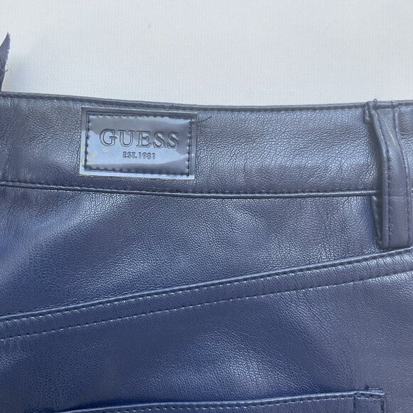 Guess Women’s Kelly Faux Leather Jeans  Straight Fit In Blue Size 28 - Picture 11 of 11